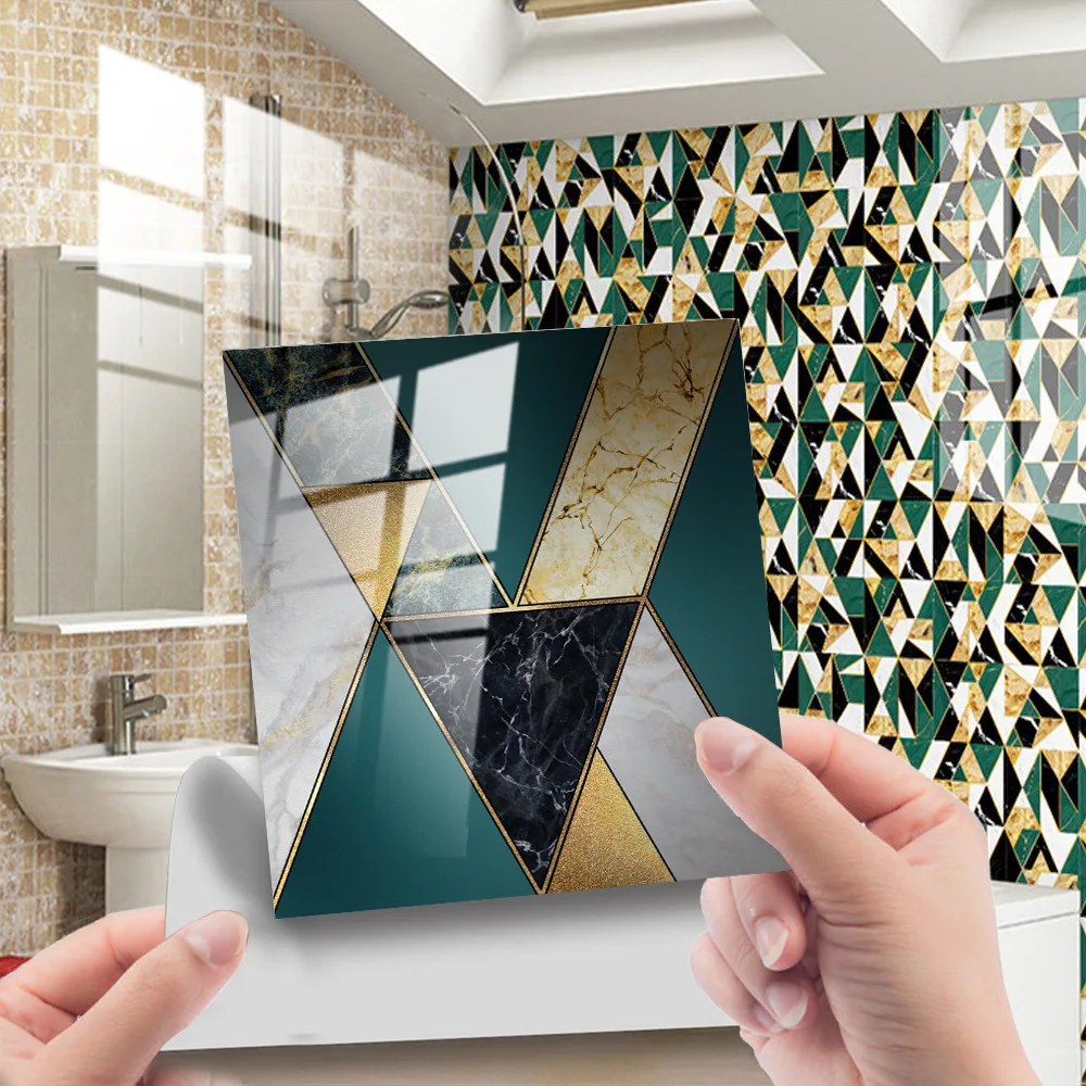 10pcs Self-adhesive Marble Wallpaper Waterproof Peel and Stick Floor Tiles Sticker Living Room Bathroom Wall Kitchen Backsplash