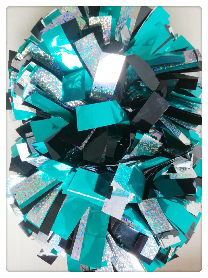 High Quality Game Pompoms, Cheerleader Pom Poms, PVC PET Lazer Pompons, Color Free Combination, 6"
