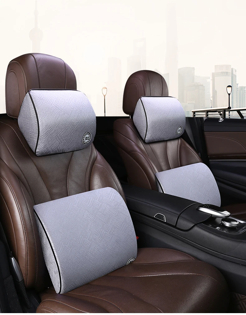 Car memory cotton headrest neck pillow waist pillow Hand-stitched Car for Toyota Highlander- Sienna