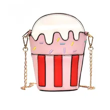 New Creative Funny Personality Ice Cream Shoulder Bag Hit Color Cute Pu Messenger Bag for Women Cute Purse Handbags Party Bags