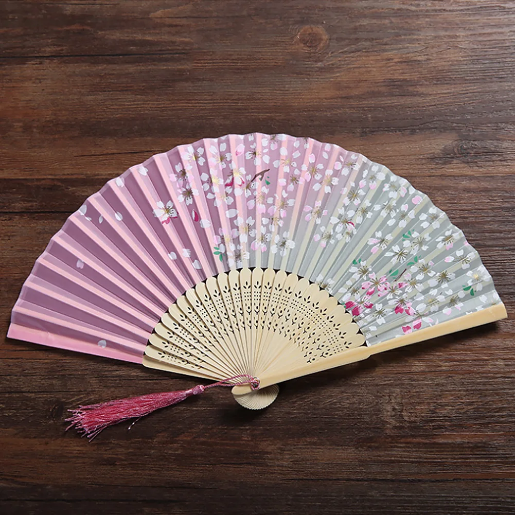 Small Wall Decoration Fan Retro Japanese Style Folding Bamboo Portable Cherry Blossom