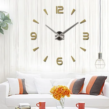 

Quartz Wall Clock Living Room DIY Clocks Modern Design Watch Horloge Murale Acrylic Mirror 3D Stickers Z