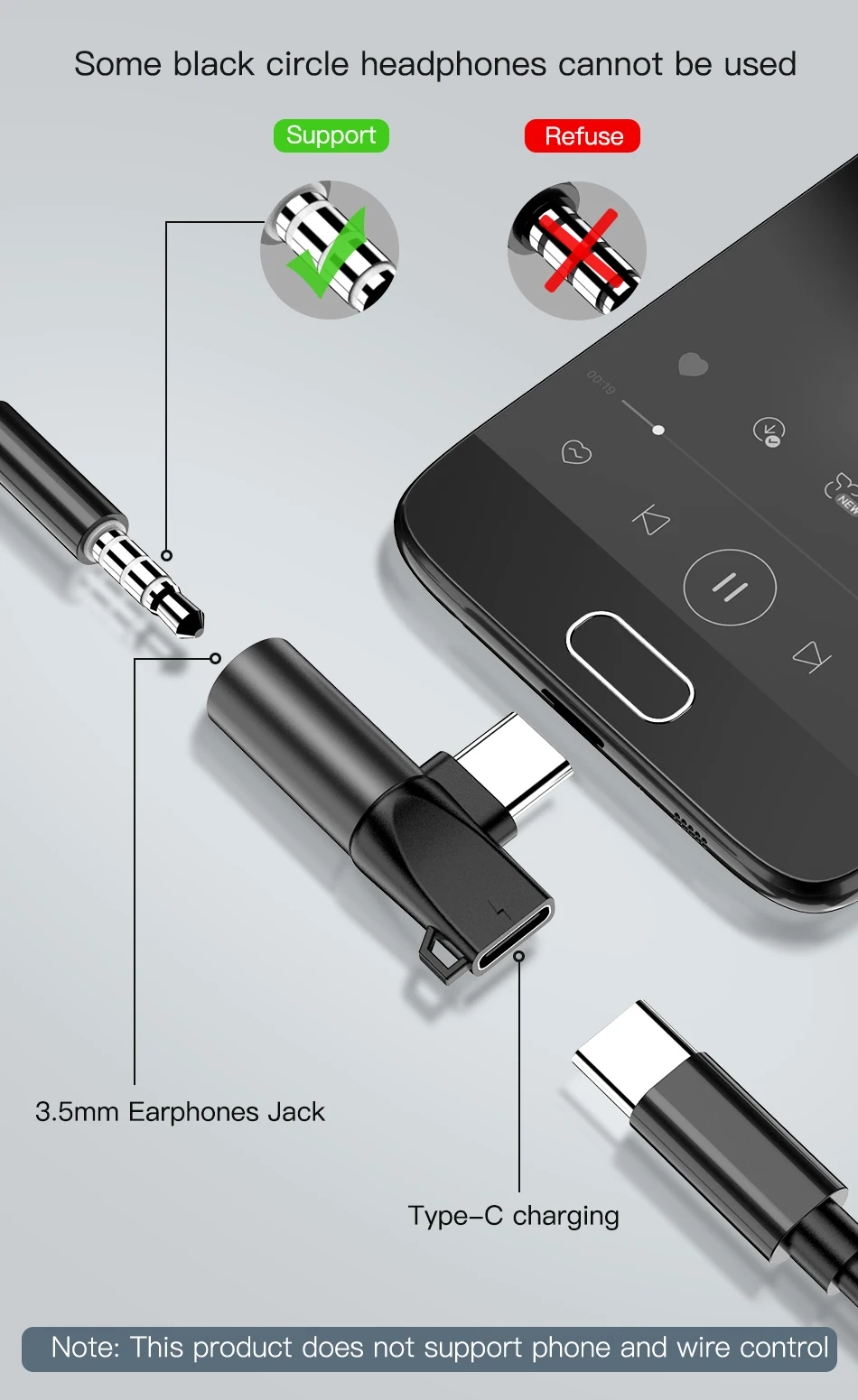 ACCEZZ type C до 3,5 мм адаптер USB для Xiao mi note 7 mi 9 6 huawei P20 type-C OTG зарядный кабель Jack удлинитель для наушников