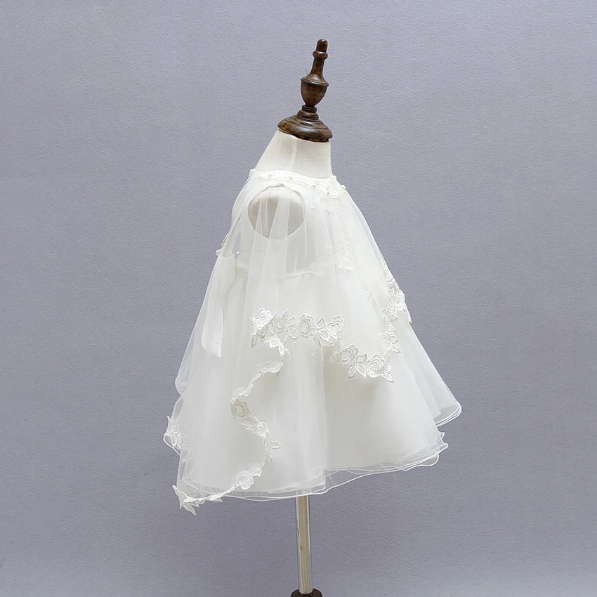 Платья на крестины для новорожденных девочек белое кружевное платье принцессы для крещения для маленьких девочек шифоновые платья для маленьких девочек 3 шт./компл