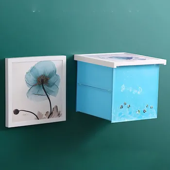 

Household Bathroom Mural Storage Cabinet Bathroom Wall Hanging Folding Clothes Storage Artifact Toilet Free Large Punch Rack