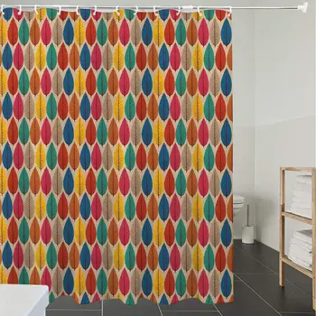 

Shower Curtain Fabric Polyester Fabric,Waterproof, Machine Washable, Woodland,Pattern with Fallen Tree Leaves in Lively Seasonal