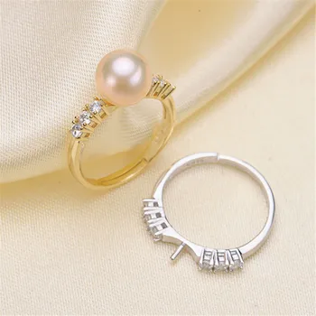 

Beautiful Band Jewelry Promise Ring Hollow Leaves & Pearl Rings Accessories 925 Silver Fashion Jewelry CZ Crystal Accessories