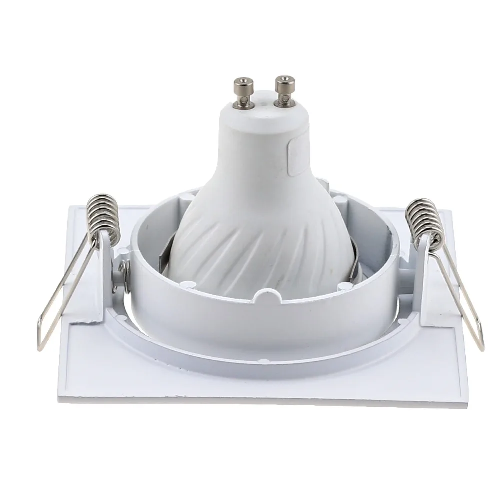 Цинковый сплав квадратный белый/атласный никелевый Встраиваемый светодиодный потолочный регулируемая рама MR16 GU10 лампа арматура светильник держатель