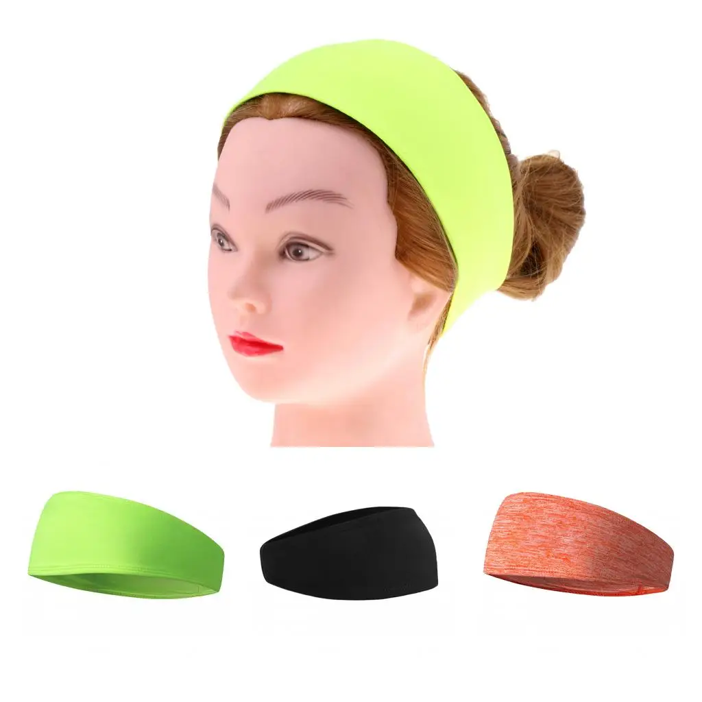 Women Men Performance Stretch Sweat Headband Yoga Sports Gym Workout Sweatband Wrap Hair Band 23.4x8.5 cm