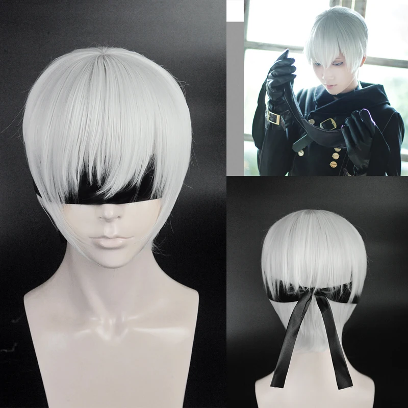 NieR:Automata 9S YoRHa No.9 Model S Wistalia короткий серебристо-серый термостойкий парик для