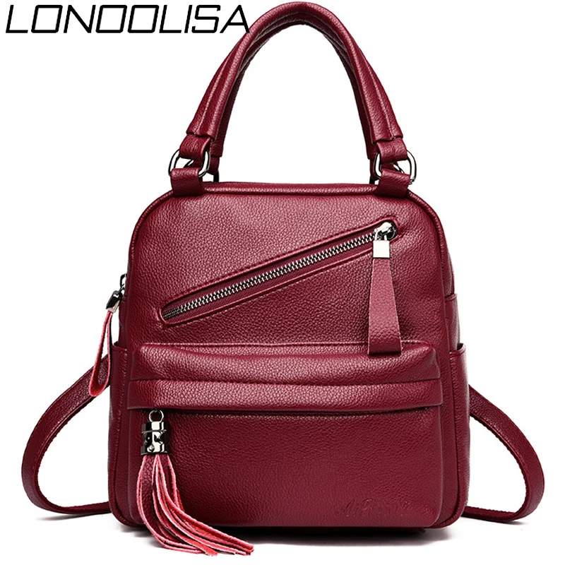 LONOOLISA многофункциональные рюкзаки для женщин рюкзак девочек sac dos Femme кожаный с