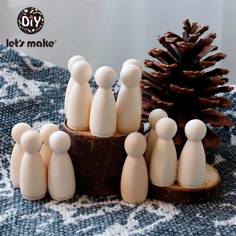 

50PCS 35mm 43mm 65mm Wooden Peg Doll DIY Craft Handmade Blank Female Male Unpainted Figures for Children Kids