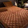 Velvet Thicken Quilted Mattress Cover Solid Color Quilted Bed Fitted Sheet Queen King Double Bed Cover Not Including Pillowcase ► Photo 2/6