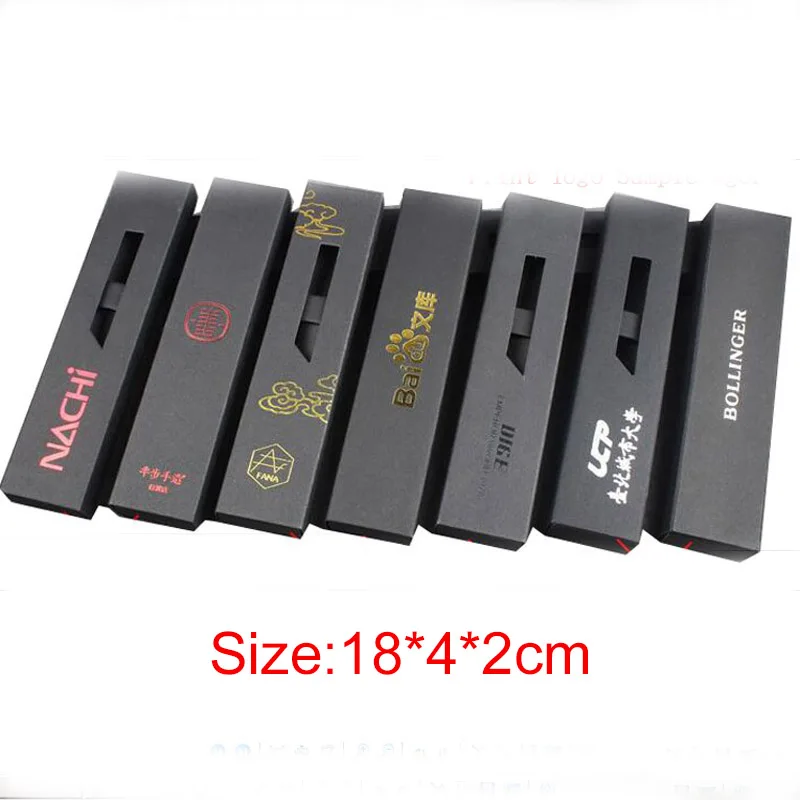 100 шт./лот черная офисная ручка витрина упаковочная коробка 18*4*2 см подарочная упаковка для ювелирных изделий(индивидуальный логотип) бумажная коробка для ручки
