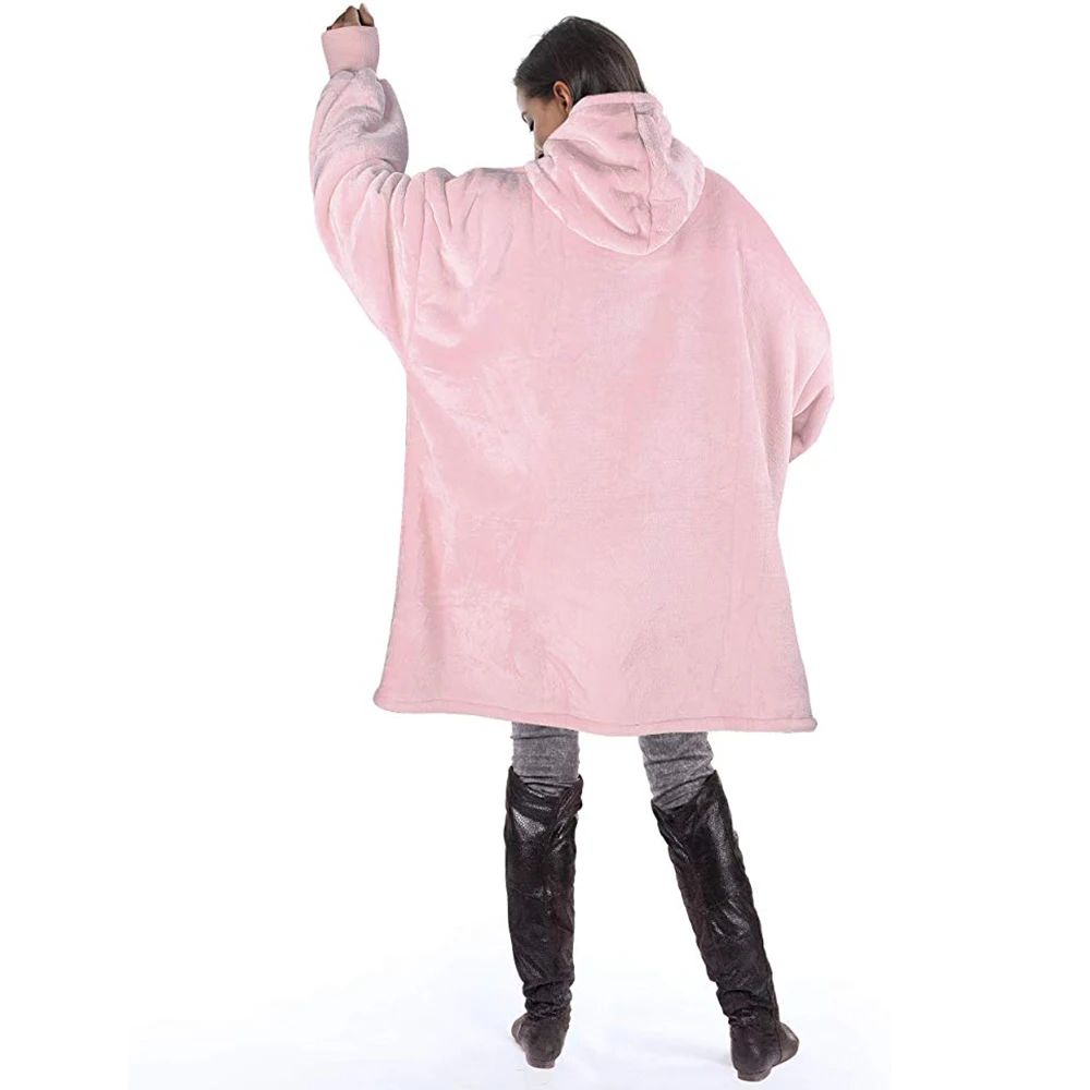 baby pink Женское пальто с капюшоном большого размера, одеяло с рукавами, пуловер из шерпы для женщин, парка, зимние пальто, верхняя одежда, Abrigos Mujer Invierno - Цвет: baby pink