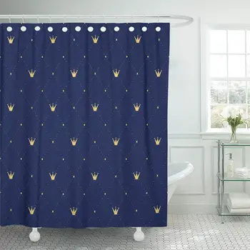 

Best Navy Blue in Retro Gold Crown Premium Royal Shower Curtain Waterproof Polyester Fabric 60 x 72 Inches with Hooks