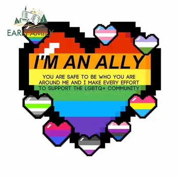 

EARLFAMILY 13cm x 12.5cm For LGBT Pixel Hearts Cartoon Car Stickers Vinyl Car Wrap Decal Scratch-Proof Suitable for SUV RV