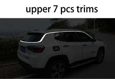 upper 7 pcs trims Нержавеющая сталь окна автомобиля планки для джип компас 2-го поколения - Цвет: upper 7 pcs trims