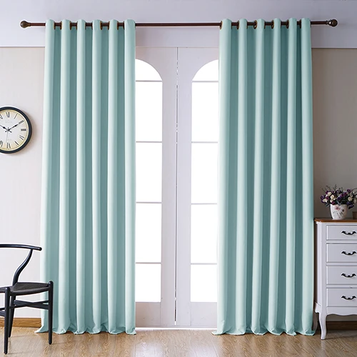 light blue Современные Плотные затемненные занавески для гостиной, спальни, одноцветные занавески для кухни на окно, тканевые занавески, занавески - Цвет: light blue