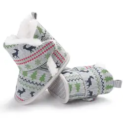 Детская обувь зимняя, осенняя, теплая, рождественские сапоги для маленьких мальчиков и девочек, с принтом, для малышей