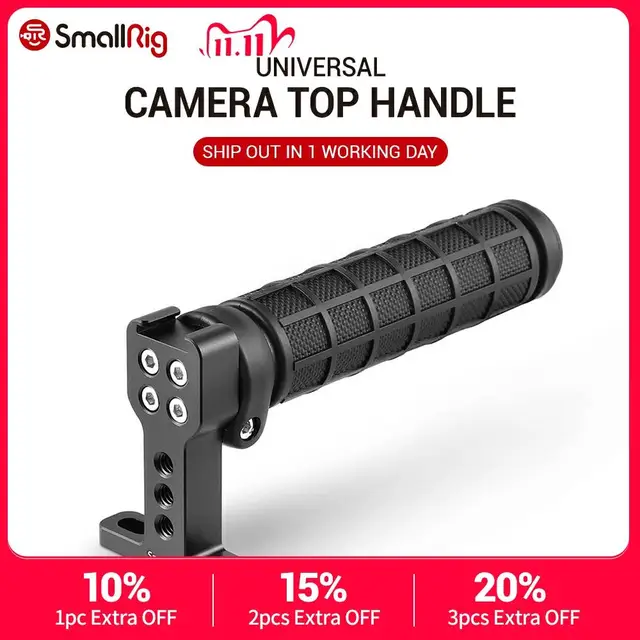SmallRig Rubber Top Handle Grip with Top Cold Shoe Base for DSLR Camera Cage Video Camcorder Action Stabilizing Universal 1446