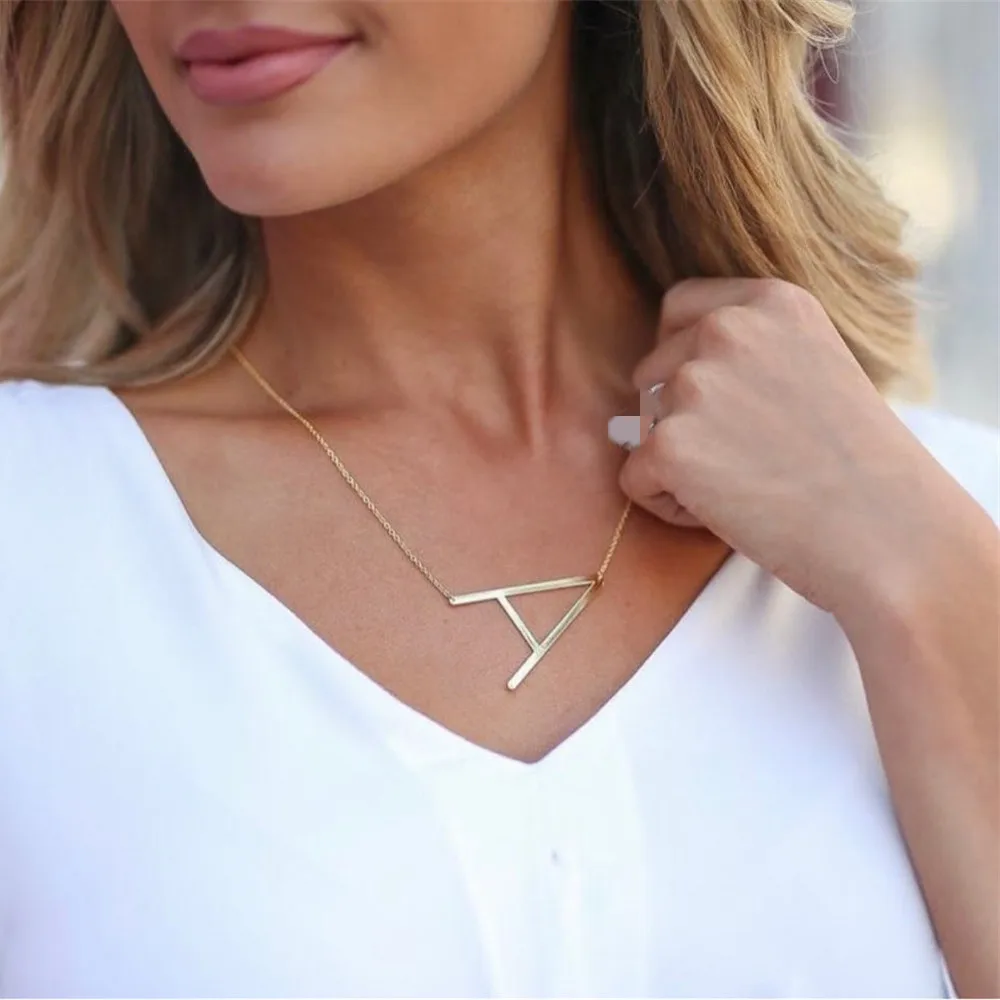 Large Initial Letter Necklaces A B C D E F G H I J K L M N O P Q R S T U V W X Y Z Alphabet Jewelry Stainless Steel | Украшения и