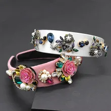 Изысканный преувеличенный фарфоровый цветок модный цвет горный хрусталь оголовье барокко мода сто цветов горный хрусталь оголовье 790