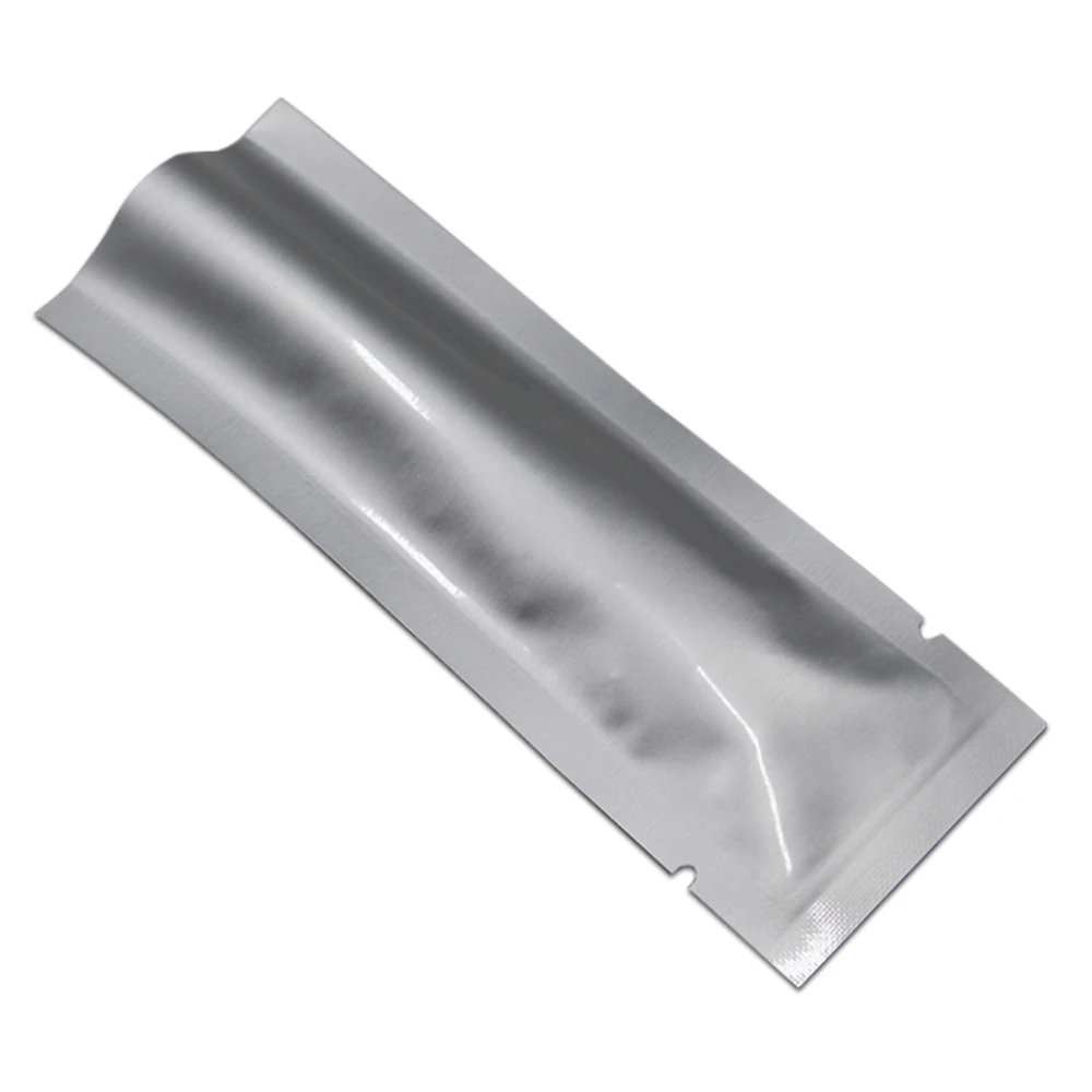 

300Pcs 4x12cm Open Top Silver Pure Aluminum Foil Package Bag Powder Coffee Heat Seal Flat Mylar Bag Vacuum Food Snack Pack Pouch