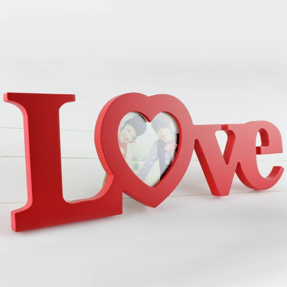 Best Hot Selling 3 Inch Love Design Wedding Decoration Wooden Picture Frames Set Home Decoration Gift Wall Decor