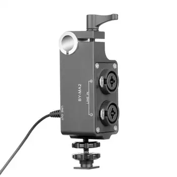

BY-MA2 Dual-Channel Record Audio Mixer XLR Jack 6.5mm to 3.5mm Wireless Microphone System for DSLR Camera