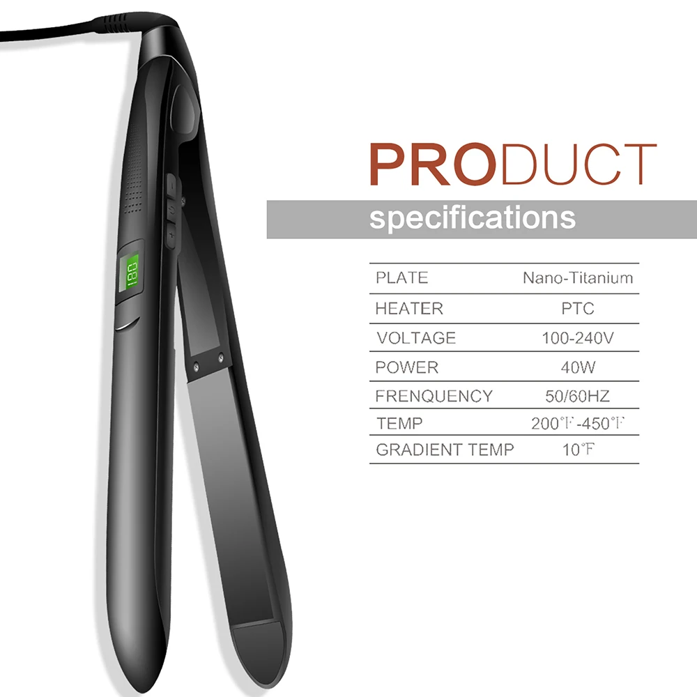 Hair Straightener 2 in 1 Flat Iron& Curling Iron Negative Ion Hair Straighting LCD Display Hair Waver Curling Wand Curlers