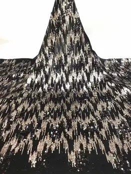 

New Wholesale African Lace Fabric 2019 High Quality Lace French Lace Fabric Sequin Velvet Lace Fabric Beautiful Black Gold Color