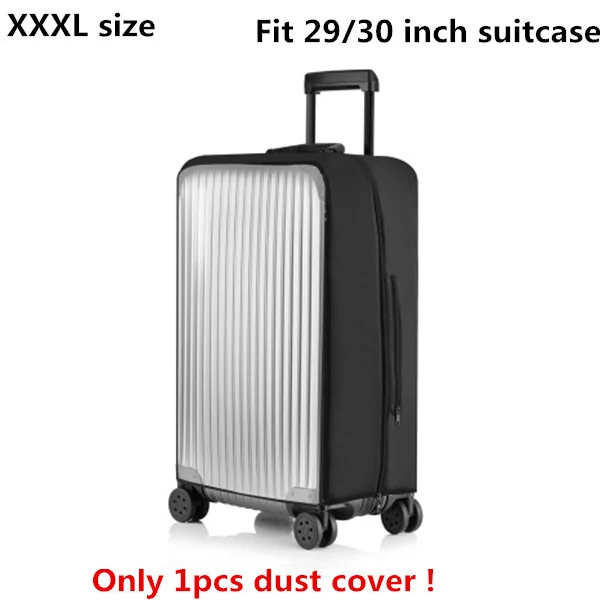 XXXL size black DIHFXX ПВХ прозрачный защитный чехол от пыли для багажа эластичный водонепроницаемый чехол на колесиках Чехлы против дождя аксессуары для чемоданов - Цвет: XXXL size black