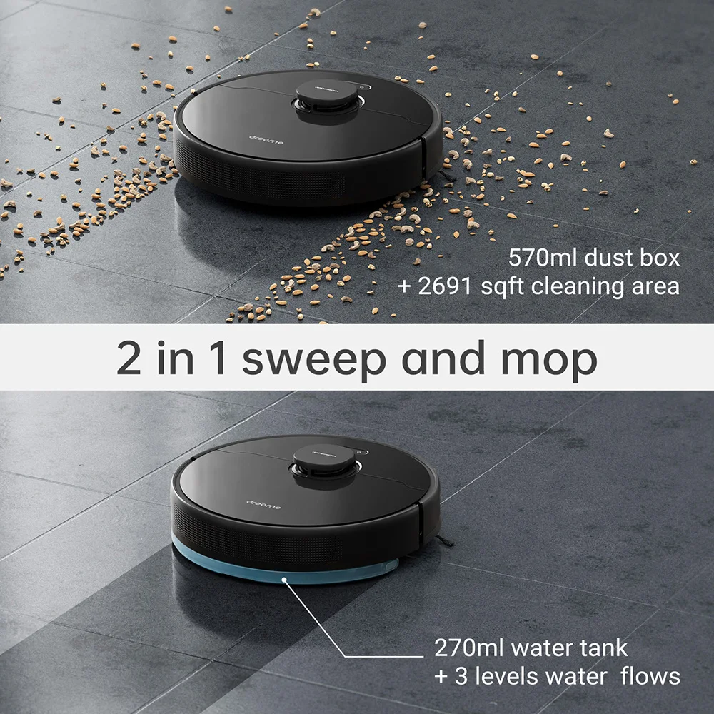 EU Dreame Bot D9 Max Robot Vacuum Cleaner 4000Pa Strong Suction Power Lidar  Navigation 570ml Dust Tank Sweep and Mop 2-in-1
