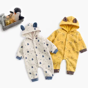 

Baby Romper Autumn and Winter Boy Infany Clothes Clutching Velvet Animal Print