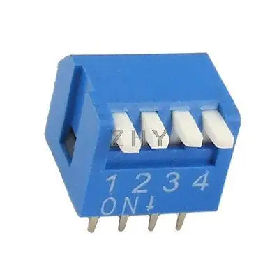 

10 Pcs 2.54mm Pitch 4 Position Slide Type DIP Switch Blue Taoyw