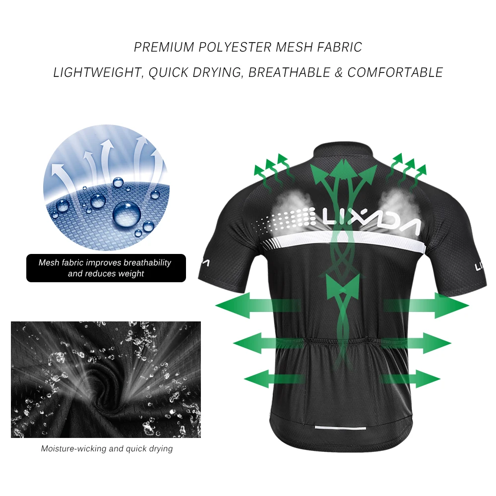 Lixada, набор Джерси для велоспорта, короткий рукав, рубашка для велоспорта, дышащий Мягкий комбинезон, шорты, летний MTB, для езды на велосипеде, костюм для велоспорта
