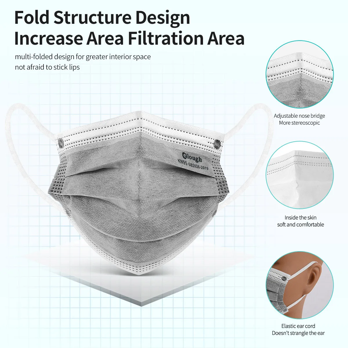 KN95 Gray Mask FFP2 Mascarillas Quirurgicas Homologadas FPP2 5 Layers Disposable Mask Activated Carbon Filter KN 95 Maschera Disposable Face Mask Kn95 Mask