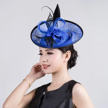

Bride Wedding Fascinator Hat Cocktail Party Church Headpiece Fashion Headwear Feather Hair Accessories Sinamay Fascinators