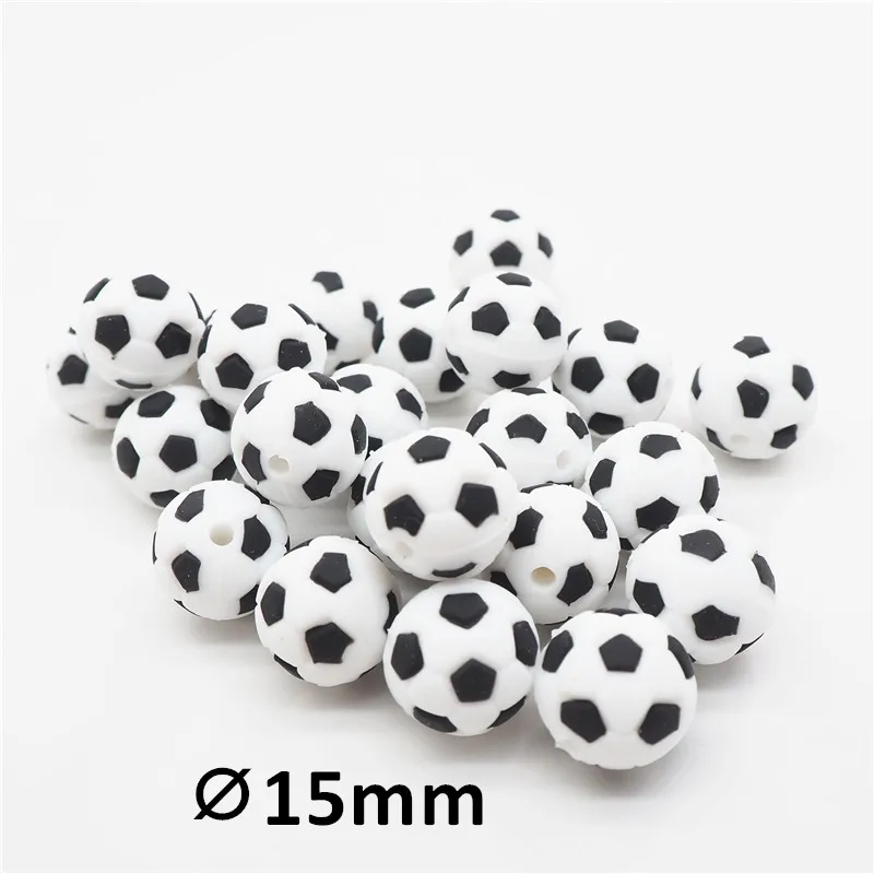 15mm football Chenkai 8 шт. силиконовые бусины в виде автомобилей Детские мультфильм прорезывание зубов BPA бесплатно для DIY Младенческая Успокаивающая соска Уход браслет игрушки аксессуар - Цвет: 15mm football