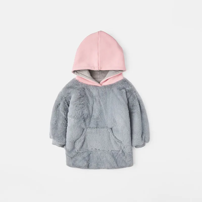 ActhInK Girls Hooded Winter Coat Baby Girls Thermal Fur Coat Infant Girls Faux Fur Long Coat Princess Girls Winter Outerwear - Цвет: Gray