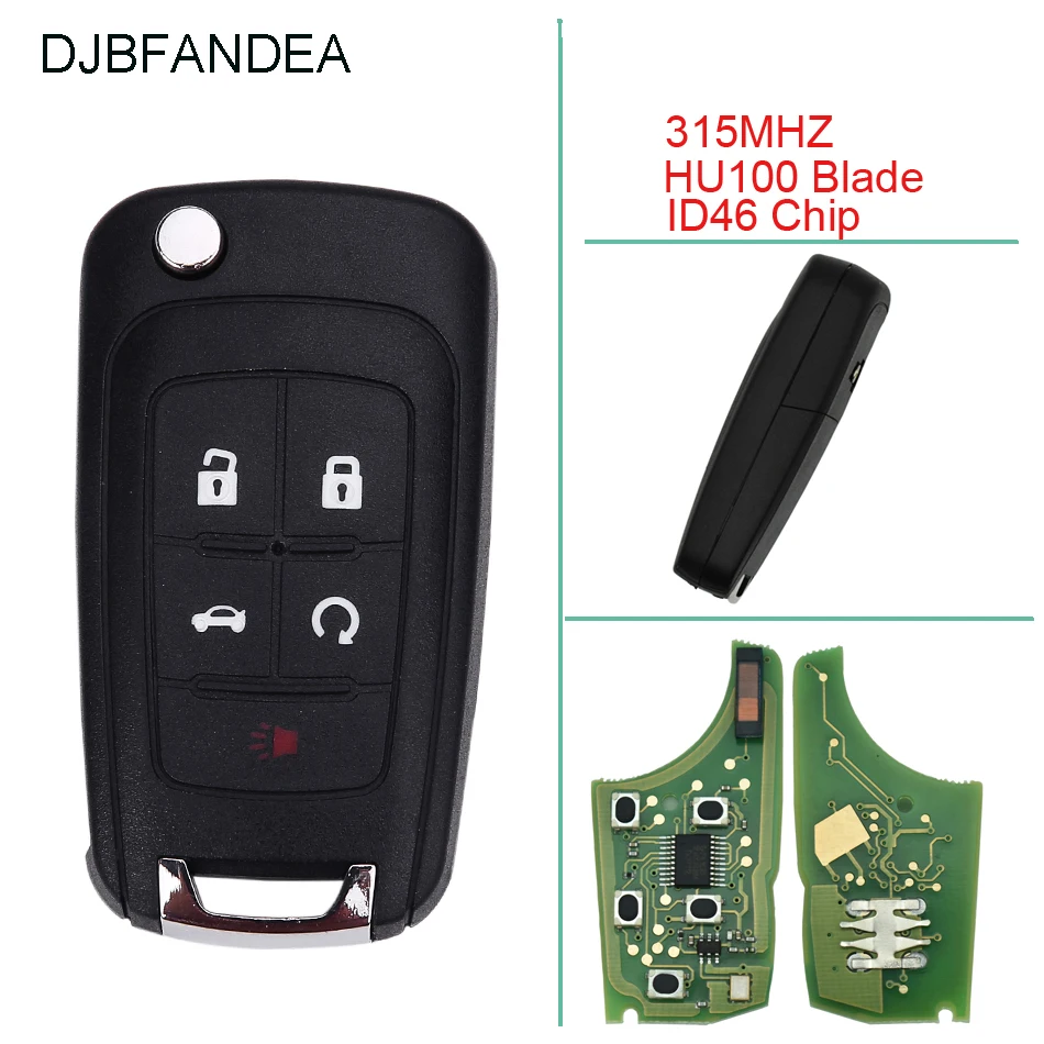 DJBFANDEA 315 МГц Автомобильный Брелок дистанционного управления с ключом для Chevrolet Cruze