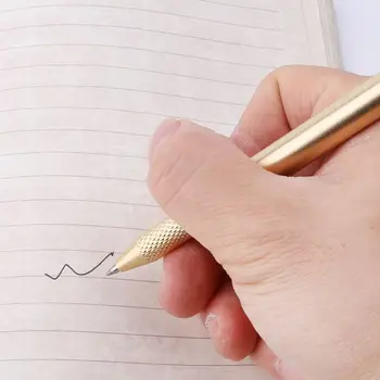 

Retro Gold Brass Black Ink Ballpoint Pen Handmade With Clip Office School Supplies Stationery