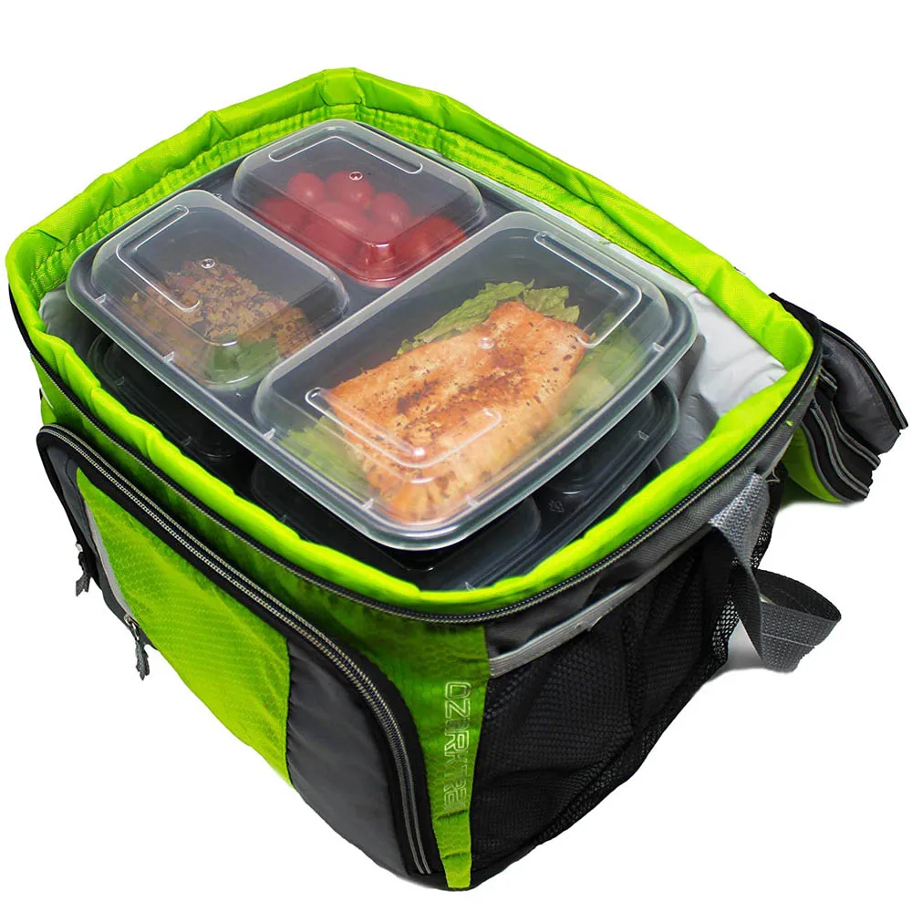 Meal Prep Haven Stackable 3 Compartment Food Containers with Lids Set of 7