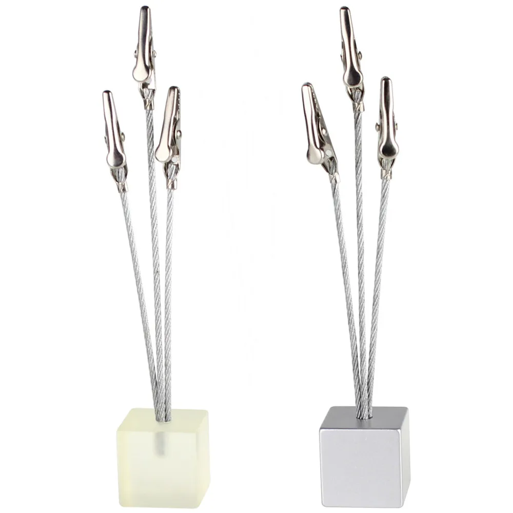 

1PC Small Cube 3 Clips Metal Card Note Holder Memo Clips Scrapbook Photo Clamps Stand Message Card Holder Office Desk Organizer