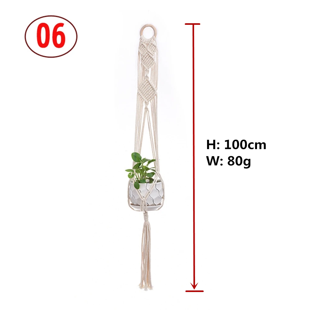 Plant Holder Basket Handmade Macrame Plant Hanger Flower Pot Hanger For Wall Decoration Countyard Garden Knotted Lifting Rope