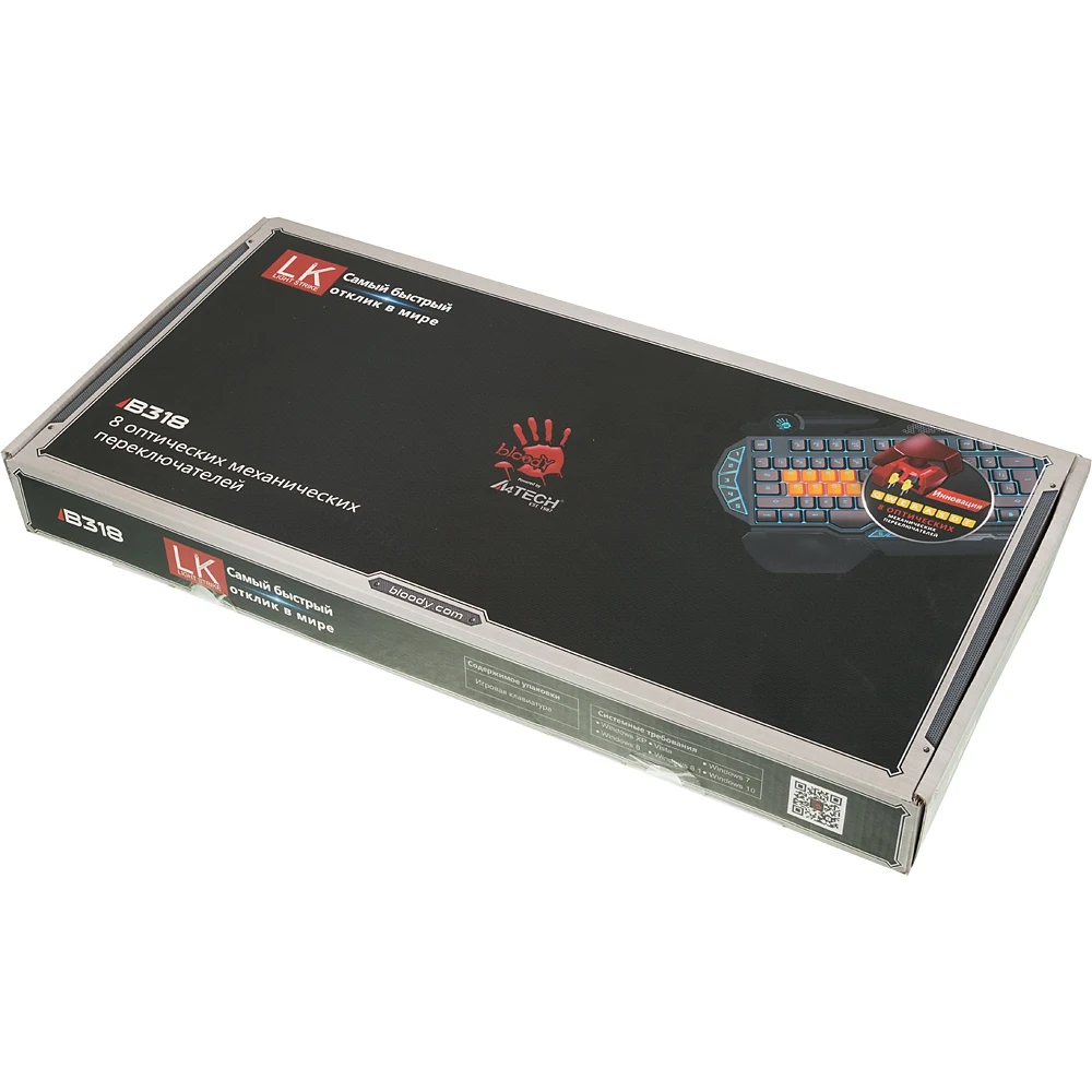 Клавиатура A4 Bloody B318 черный USB Multimedia for gamer LED