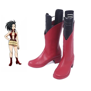 

Anime My Hero Academia Cosplay YAOYOROZU MOMO Costume Boots Shoes Adult Halloween Accessories Carnival Party Calf High Red Women