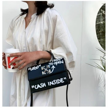 

2020 Summer Graffiti Alphabet Women Shoulder Messenger Bags Simplicity Female Handbags Crossbody Bag Foe Women Small Square Bag