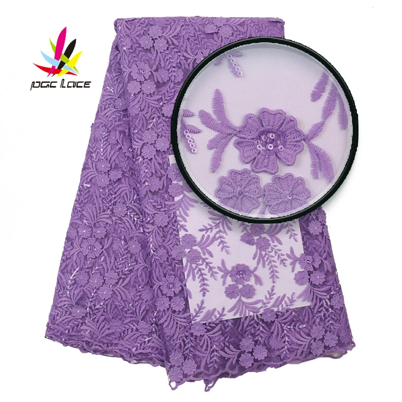 

African Lace Fabric With Guipure Embroidered Flowers 2019 High Quality Nigerian Sequins French Tulle Fabric For Dress AMY3079B